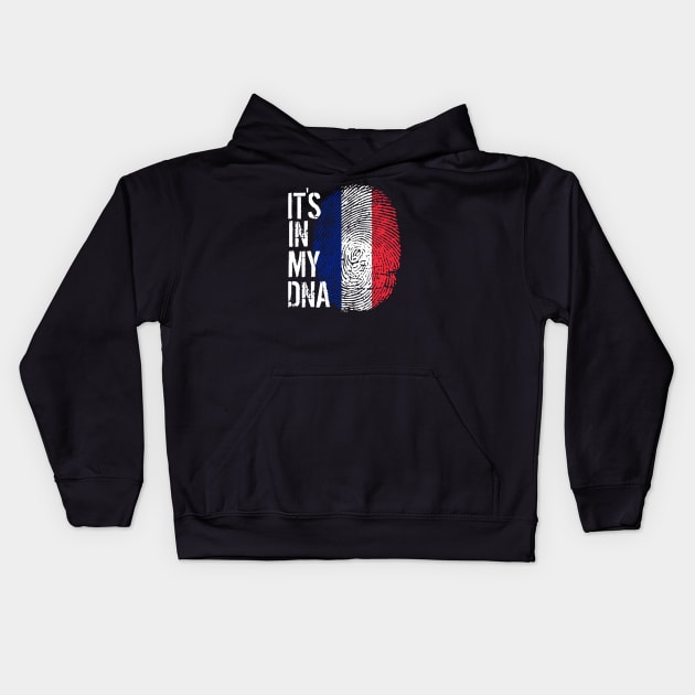 France Flag Fingerprint My Story DNA French Kids Hoodie by Your Culture & Merch